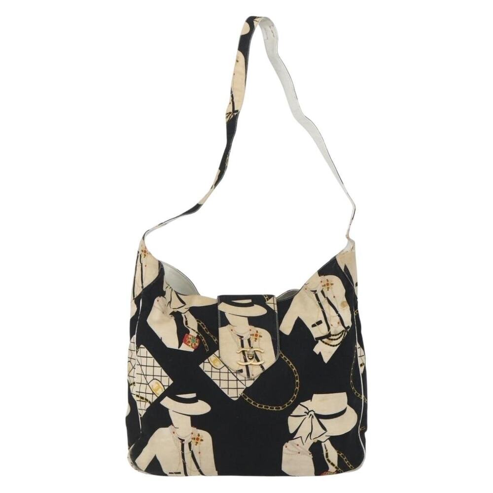 Chanel Canvas Shoulder Bag Black
